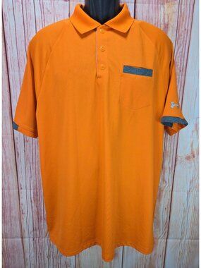 Under Armour Mens Loose Fit HeatGear Orange Polo XL